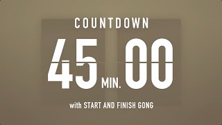 45 Minute Countdown Timer ⏳ Flip Clock with Simple Gong 🦂🔔