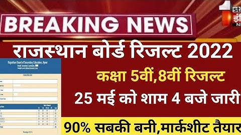 Rajsthan board 8th,5th result 2022/Rbse 8th,5thरिजल्ट 2022/Rajasthan board result latest news 2022