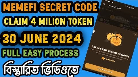 Memefi Secret Combo/Code 30 June 2024|Memefi Daily Combo|Memefi Combo Today