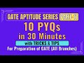 Gate aptitude 10 pyq in 30 minutes  part11  all bout chemistry  gate st ce