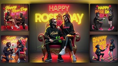 How to create Happy Rose Day couples name video editing | Bing image creator tutorial FREE