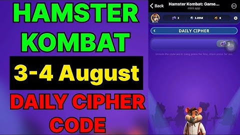 Hamster Kombat Dev Game Daily Cipher 03 August | Hamster Kombat Daily Cipher Code 04 August 