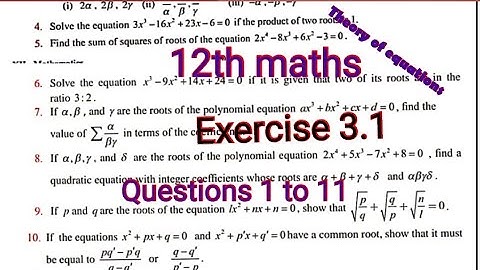 12th maths exercise 3.1 question 1 to 11