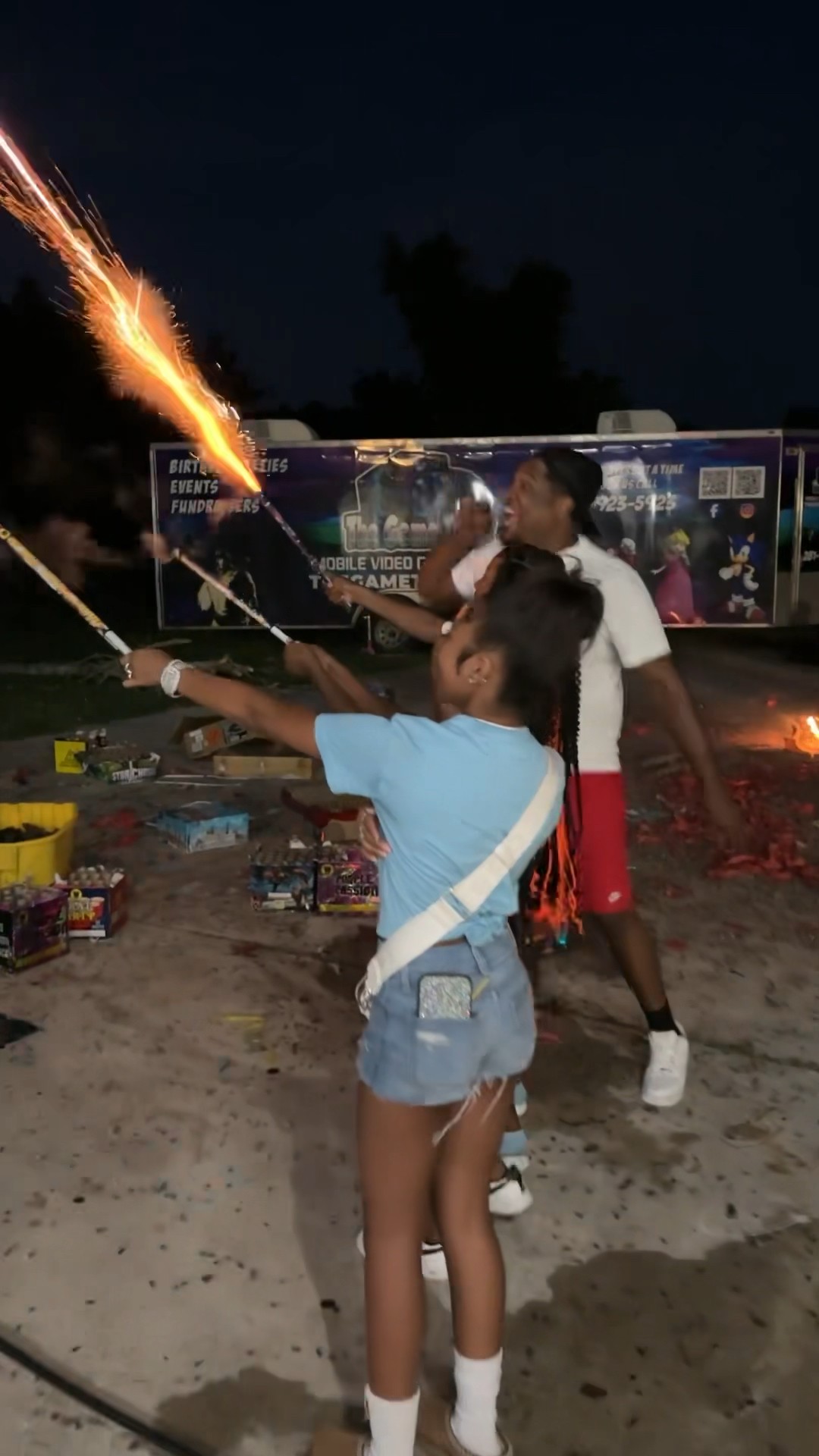Dad gets mad at daughter for popping fireworks #shorts