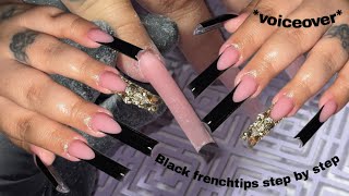 Black French Tip Nails ✨ Step by Step Tutorial (Beginner Friendly)