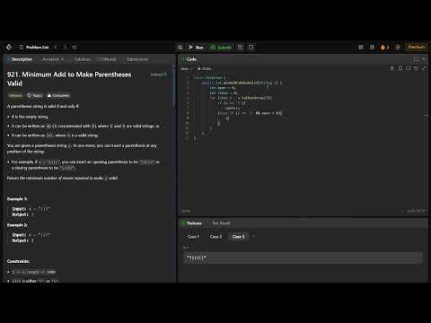 921. Minimum Add to Make Parentheses Valid