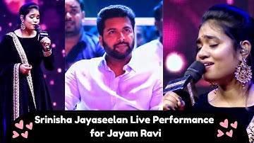 சந்தோஷத்தில் Jayam Ravi😍Jayam Ravi பாடலை பாடி அசத்திய Srinisha Jayaseelan❤️ Behindwoods 2022