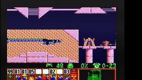 Lemmings SNES Mayhem 27 Just a Minute (Part Two) 10012 points (beat level with 5 items used)