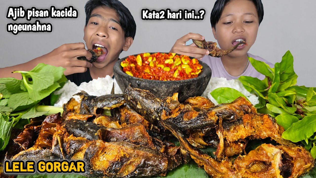 Kata2 hari ini ? Mukbang 1 kg lele goreng garing + sambal goreng pete + lalapan mentah, ngeunah
