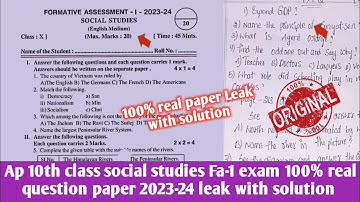 Ap 10th class Fa1 social studies 💯real question paper 2023 leak with solution|10th social fa1 paper