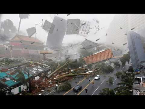 فوضى عارمة رياح عاتية بسرعة ٢٤١ ميل ا في الساعة إعصار راغاسا العاتي يضرب الصين إعصار هائج يضرب