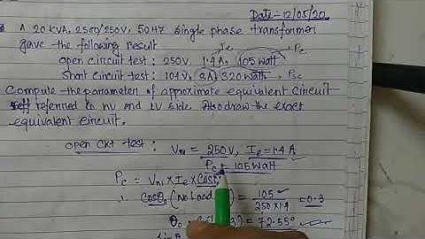 Problem on oc & sc test of single phase transformer