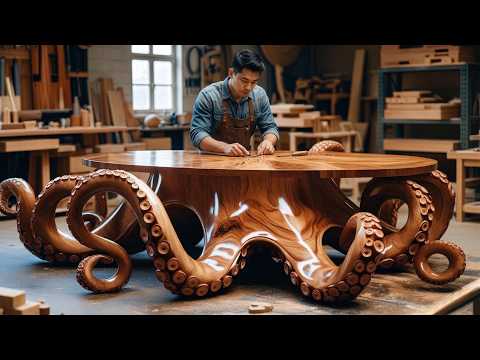 The Lifelike Octopus Table Masterpiece | Unique Woodworking Ideas