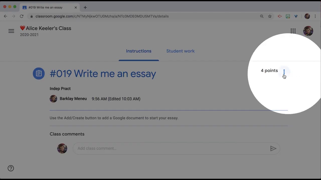 google classroom edit assignment