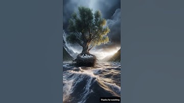 The pigeon makes its nest on a tree in the middle of the river  #ai #pigeon #tree