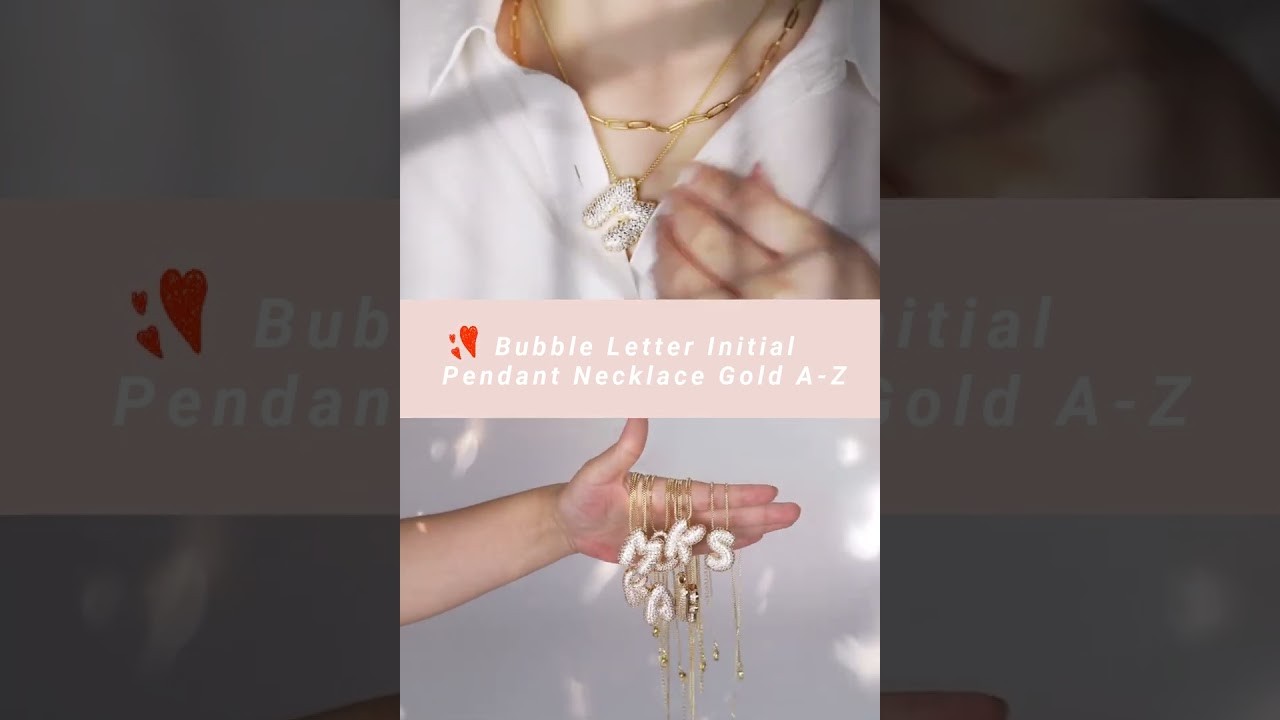 Bubble Letter Initial Pendant Necklace Gold A Z