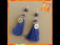 Tuto boucles doreilles perle lapis lazuli pompon et breloque