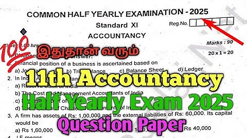 11th Accountancy Half Yearly Exam 2025 Question Paper 