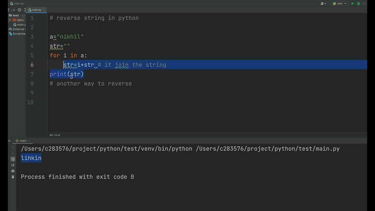 reverse string using single for loop in python | python | tutorial ...