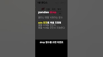 #1분판다스 데이터 프레임에서 특정 열을 삭제하기