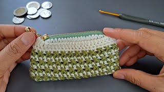 How to Crochet mini coins purse with zipper