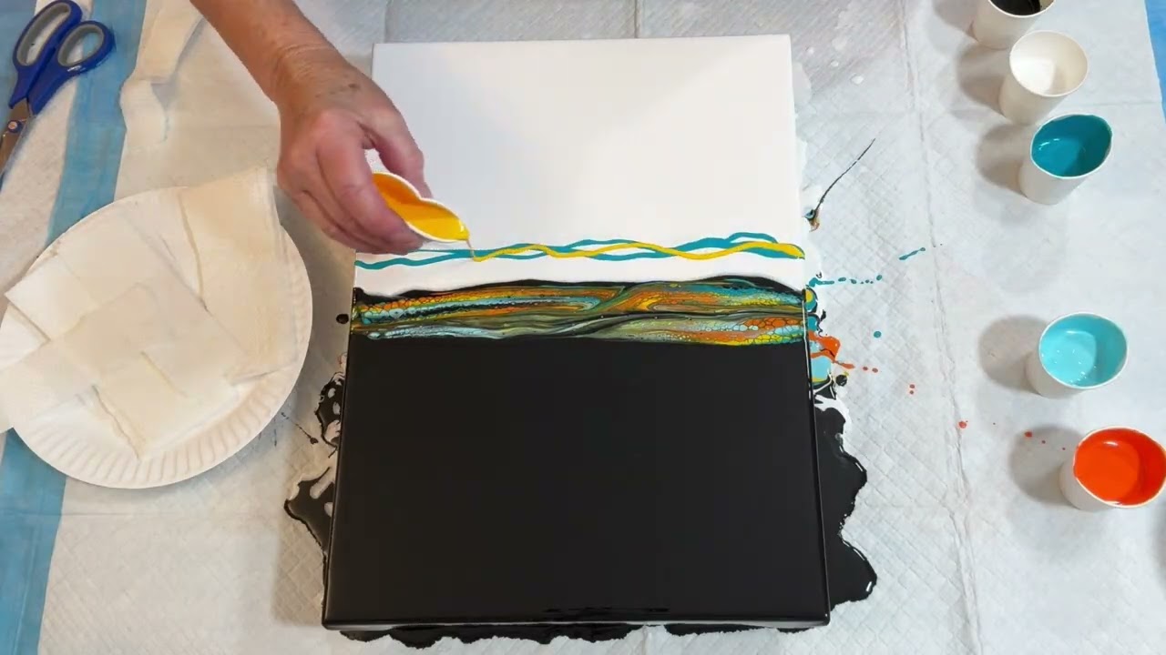 Swiping Away  Easy Breezy Acrylic Pour Painting, Flow Art, Fluid Art Technique, Acrylic Swipe