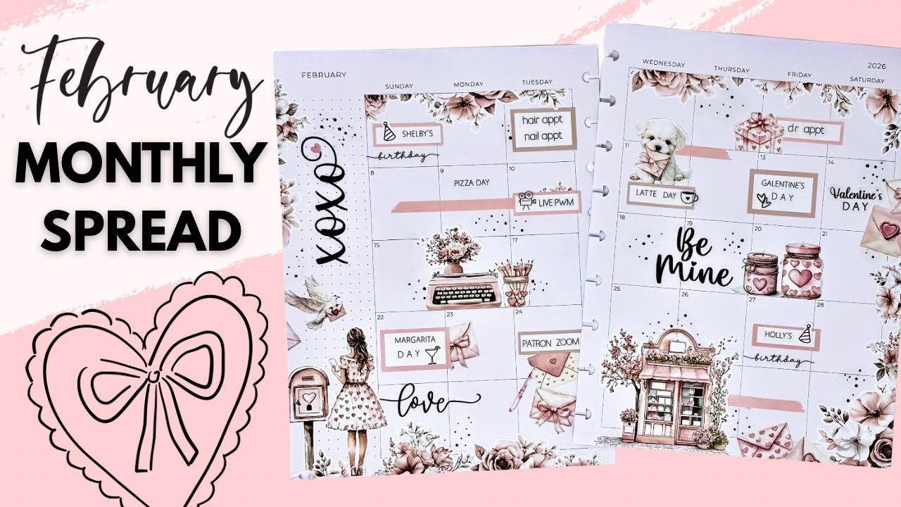 ПЛАНИРУЙТЕ ВМЕСТЕ СО МНОЙ | ФЕВРАЛЬСКИЙ ЕЖЕМЕСЯЧНЫЙ РАЗВОРОТ КО ДНЮ СВЯТОГО ВАЛЕНТИНА | HAPPY PLA...