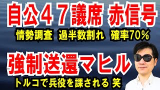 【自公47議席】過半数割れの確率70%(情勢調査)【強制送還マヒル】トルコで兵役を課される(笑)