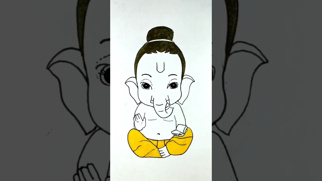 BAL GANESHA DRAWING WITH OIL PASTELS, LORD GANPATI PAINTING FOR KIDS, GANESH  CHATURTHI DRAWING EASY - YouTube