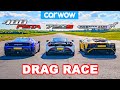 Ferrari 488 Pista vs McLaren 720S  vs Lamborghini Aventador SV: DRAG RACE!