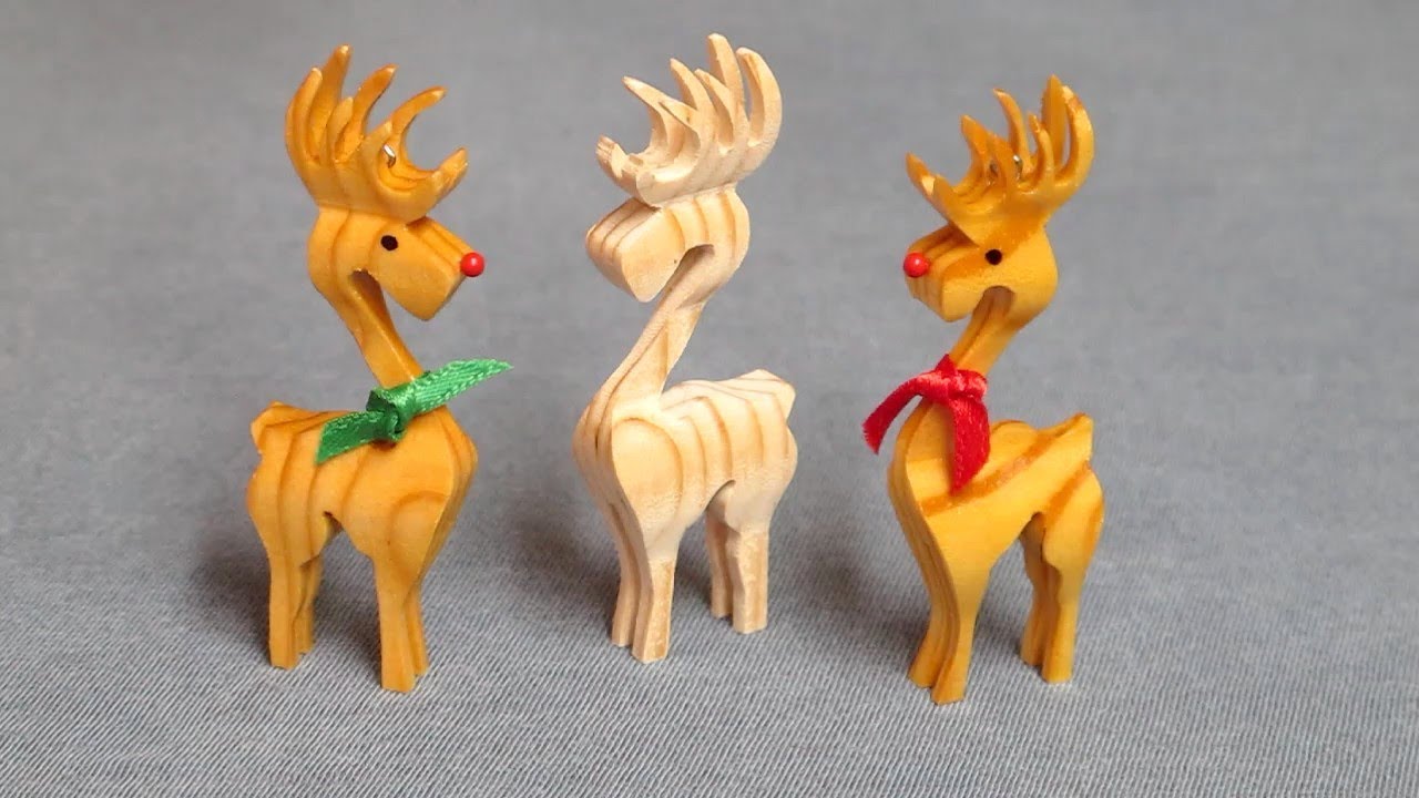 Christmas 3D Reindeer Ornament Compound Cuts On The Scroll Saw YouTube Christmas 3D Reindeer Ornament Compound Cuts On The Scroll Saw YouTube