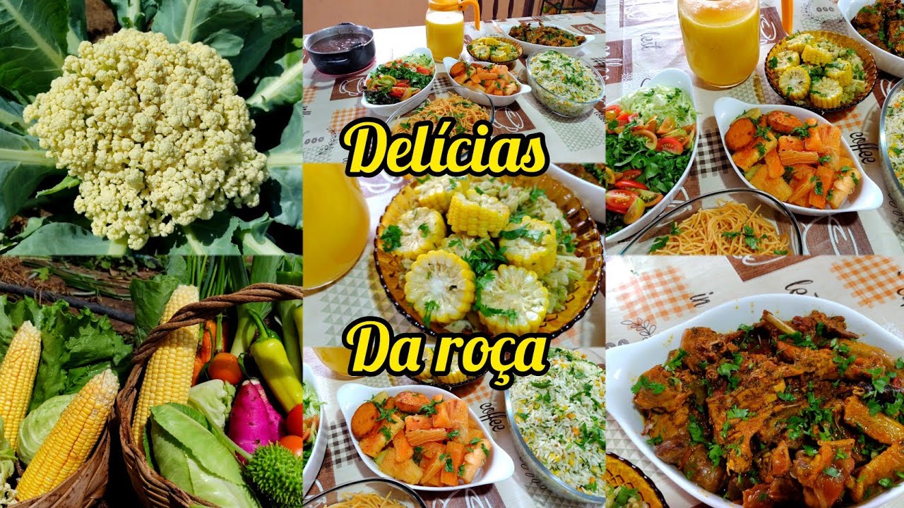 Um almoço direto do nosso quintal/colheita/delícias da roça/plantamos ...