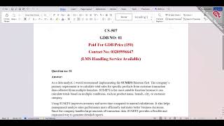 CS507 GDB No 01 Solution 2026 Solution BY || Virtual Assign Lab ||