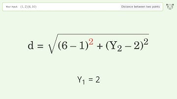 Find the distance between two points p1 (1,2) and p2 (6,10): Step-by-Step Video Solution