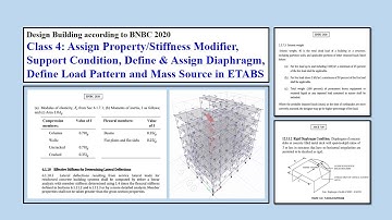 Class 4: Assign Property/Stiffness Modifier, Support, Diaphragm, Load Pattern & Mass Source in ETABS