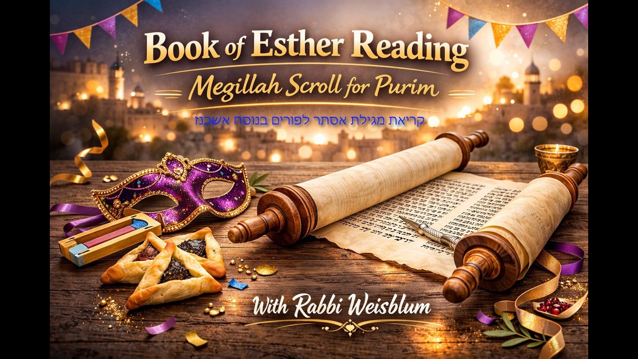 Book of Esther Reading Megillah Scroll Hebrew for Purim Weisblum קריאת מגילת אסתר לפורים בנוסח אשכנז