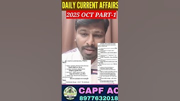 Capf Ac 2026 Daily Current Affairs | 2025 Oct Part-1| Krk Academy Online Classes | #currentaffairs