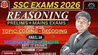 SSC 2026 Reasoning Live Class | Coding Decoding 16 | Basic to High Level + PYQ | Pre + Mains #ssc