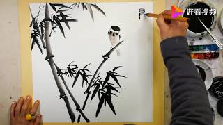 Bamboo and Bird Chinese brush painting