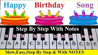 Happy birthday song on piano easy, slow ...