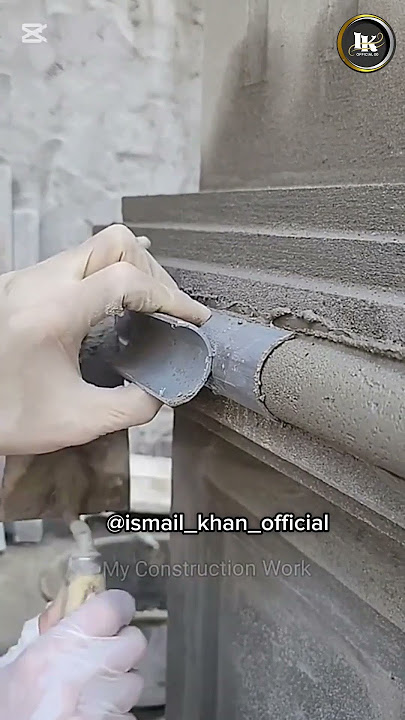 Making round design in plaster on pillar #ikofficial00 #design #plaster #construction #art #shorts