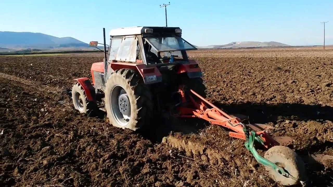 Ursus 1224 tractor ploughing  Greece Larisa decemb