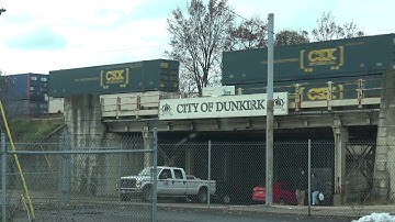 CSX Van Train Westbound on Overhead Tracks