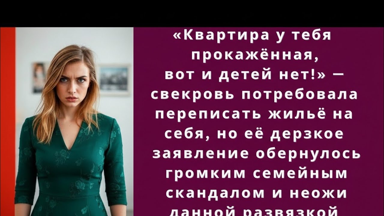 ,«Квартира у тебя прокажённая, вот и детей нет!» — свекровь потребовала переписать жильё на себя,