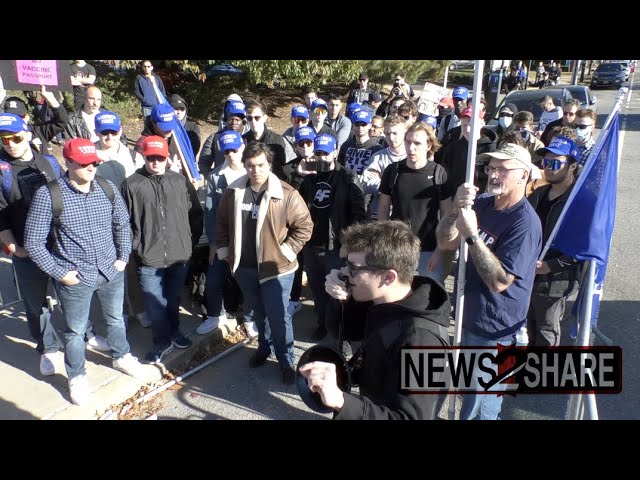 Far-right activist Nick Fuentes leads anti-vaccine rally outside Staten Island University Hospital