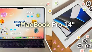 🫐 macbook pro 14'' m1 (silver) + wireless mic unboxing | accessories 📦✨