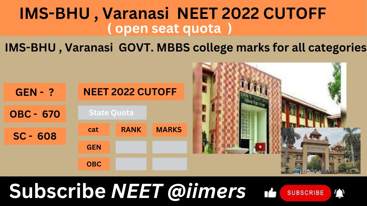 IMS-BHU , Varanasi NEET Cut OFF 2022 || Open Seat Quota || IMS-BHU Cut off Rank & Marks ||