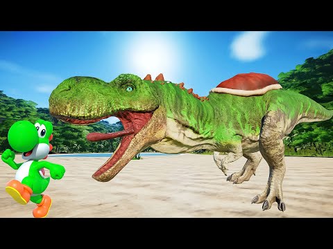 Jogo de dinossauros vs tanque, t rex vs trator, Rio Rex, jogo de dinossauro  invadindo e destruindo 