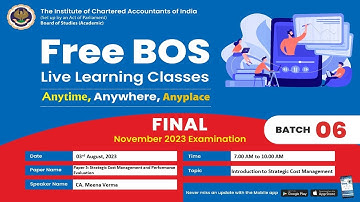 Final Paper 5: SCM & PE | Topic: Introduction to Strategic Cost Management | Session 1 | 03 Aug 2023