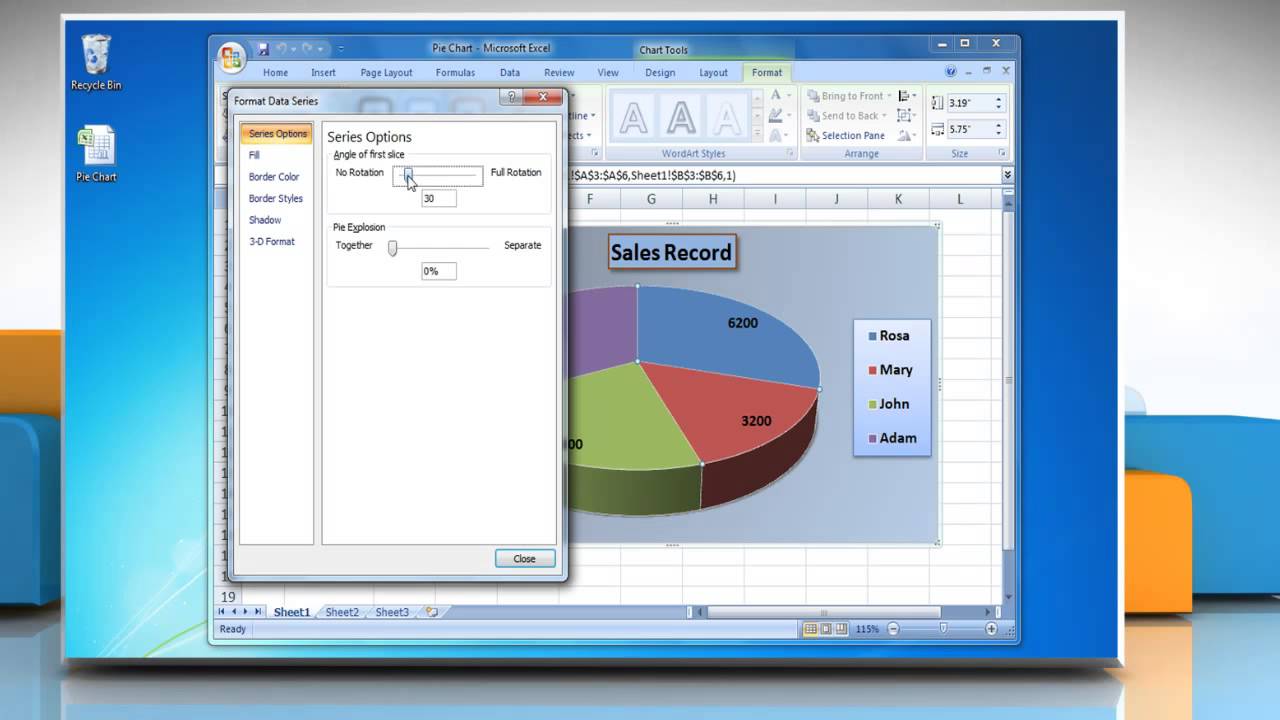 Rotate Pie Chart Excel